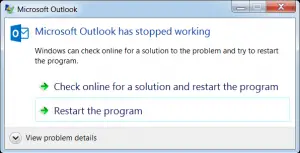 outlook 2019 crashes on startup